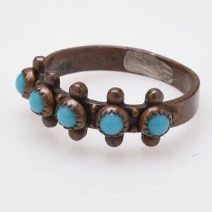 Copper and Turquoise Ring - Vintage - Size 6-1/2